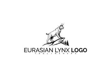 Fototapeta premium Powerful Eurasian Lynx Logo Design for a Corporate Nature Brand. Featuring Strong Contours and Fierce Expression, Ideal for Confident, Clean Logo Use.