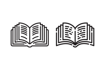 Open Book Icon Vector Minimalist Line Art Book Symbol Design