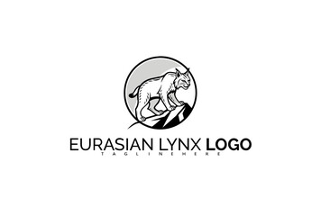 Eurasian Lynx Logo Design Featuring a Hunting Wildcat in Action Pose. Great for Adventure-Themed Brands, Bold Corporate Identity, and Wildlife Campaigns.

