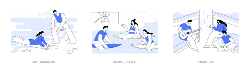 Surf camp isolated cartoon vector illustrations se