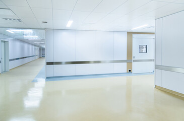 Long corridor in modern hospital building