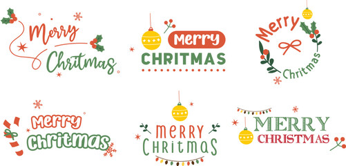 Fototapeta premium Christmas Cheer Collection: A delightful collection of various Christmas illustrations in a festive setting, exuding the joyful essence of the season. Capturing the heart of the year-end celebration.