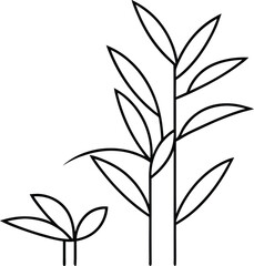 Green bamboo leaves on a white background, perfect for natural and eco-friendly designs