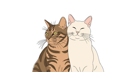 Fototapeta premium Two Adorable Feline Companions Posing Together for a Charming Portrait