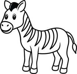 Cute striped zebra cartoon vector illustration of a wild safari animal with a black and white pattern