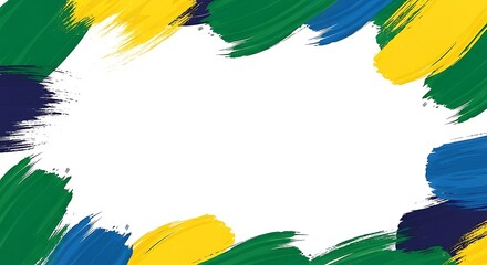 Brazil Independence Day Background – Green Yellow Blue Brush Strokes