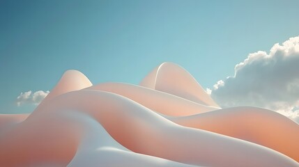 Abstract Peach Hillscape Sky Cloudscape Digital Art