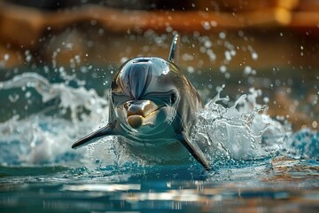 A close-up of a dolphin's pectoral fin cutting through the water, moving with precision and speed. 