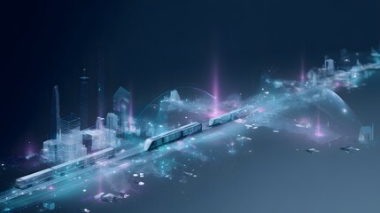 a futuristic cityscape viewed from an elevated perspective
