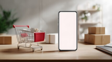 a modern retail setting with a product presentation