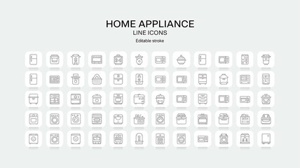 A set of home appliance line art icon