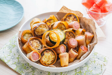 ウインナーと夏野菜の春巻き