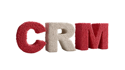 CRM acronym in red and white textured letters