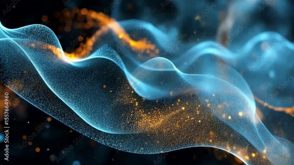Poster abstract digital wave: a mesmerizing display of flowing, digitally-rendered waves in hues of blue an