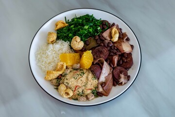 Complete traditional Brazilian feijoada, the best feijoada in the world