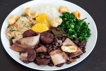 Complete traditional Brazilian feijoada, the best feijoada in the world