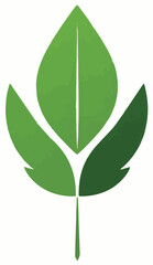 A vibrant vector illustration of a three-lobed leaf in varying shades of green, symbolizing nature, growth, or eco-friendliness, on a white background.