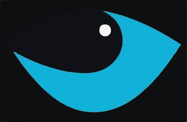 A sleek abstract eye or wave-like vector icon in bright blue and white, set against a dark background, suggesting vision, flow, or technology.