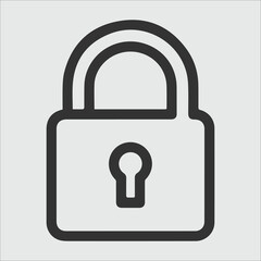 Simple black outline of a padlock on a light gray background