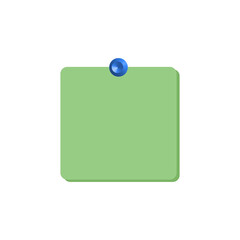 blank green paper sticky note with pin 