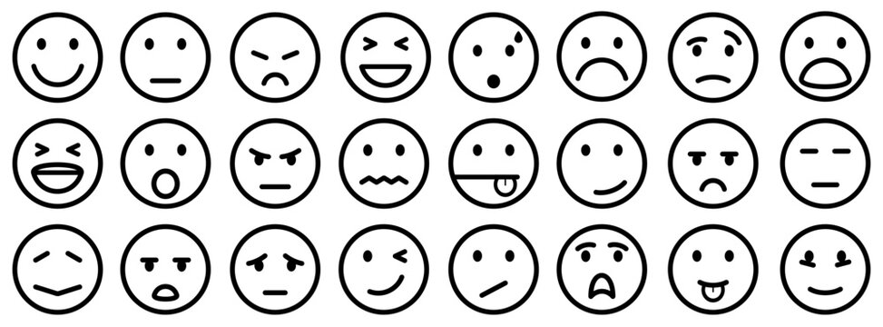 Naklejki Cartoon emoticons, set smiley emotion, smilies - vector