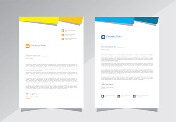 Letterhead design template, official minimal creative professional newsletter corporate modern business proposal letter head design set with yellow, orange and blue color