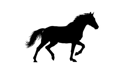 Obraz premium Silhouette of a galloping horse, a symbol of freedom and grace, isolated on white.
