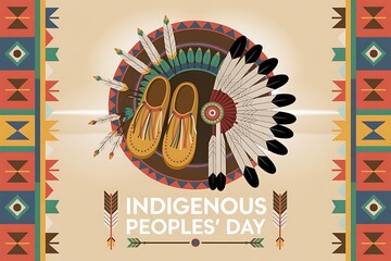 Indigenous peoples day celebration featuring traditional native american symbols