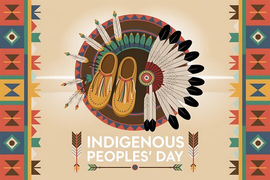 Indigenous peoples day celebration featuring traditional native american symbols