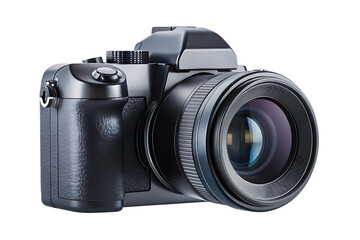 professional dslr camera with wide angle lens tran isolated on white background PNG , AI GENERATED