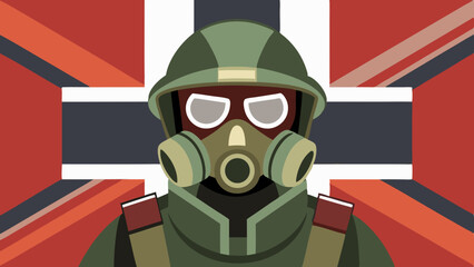 military soldier with gas mask vector