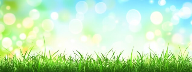 Obraz premium Vibrant Green Grass with Bright Bokeh Background