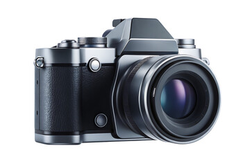 professional dslr camera with wide angle lens tran isolated on white background PNG , AI GENERATED