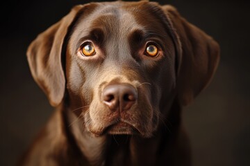 Heartfelt Expression of a Young Brown Labrador Retriever: Devoted and Adorable Emotion Captured in Isolation