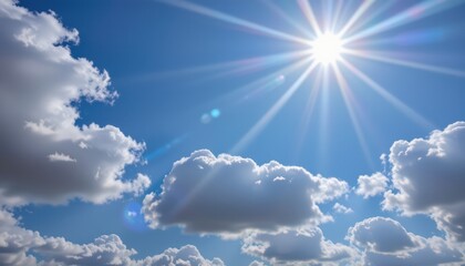 a serene scene of a clear blue sky dotted with fluffy white clouds, viewed from below