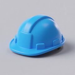 Fototapeta premium Light Blue Safety Helmet, Hard Hat, Construction Worker Protection Gear, 3D Render, Studio Shot on Gray Background
