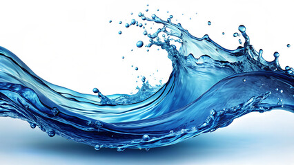 Dynamic blue water wave splash with abstract pixelated background isolated on a transparent background