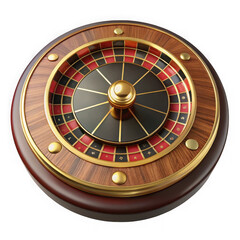 Luxury roulette wheel with gold accents isolated on transparent background