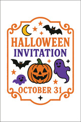 Halloween Label Invitation Design