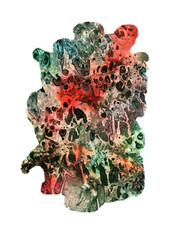 Hand drawn watercolor texture on white background. Perfect for digital design, backgrounds and artistic projects. Hight-resolution, colorful and unique splatter style.