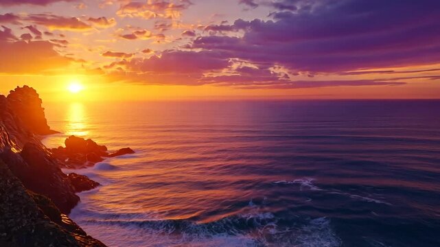 cornwall sunrise coast english seascape, rotate video