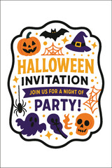 Halloween Label Invitation Design