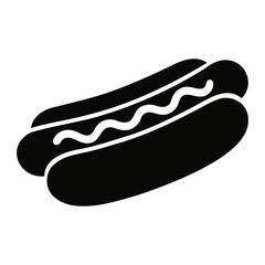 Minimal hotdog with mustard in black and white style