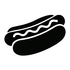 Stylized black hotdog with wavy mustard vector art