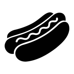 hotdog black silhouette on transparent background