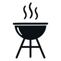 Barbecue grill with visible smoke top view graphic