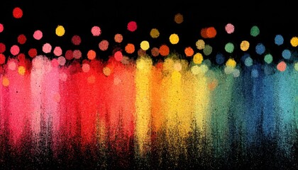 Colorful streaks and bokeh on black create abstract background