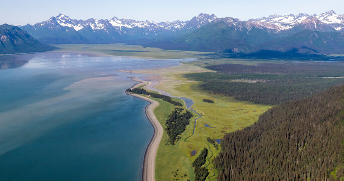 Aerial view of Lake Clark National Park in Alaska