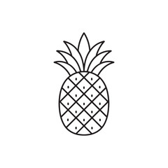 Obraz premium Pineapple Outline Vector, Minimal Line Art Tropical Fruit Icon for Summer Designs, Black and White Clipart for Organic Food Logo, Packaging, and Healthy Juice Branding