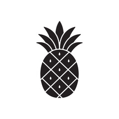 Obraz premium Pineapple Silhouette Vector Icon, Bold Black Tropical Fruit Symbol for Summer Designs, Minimal Food Clipart, Logo, Organic Packaging, and Fresh Juice Branding